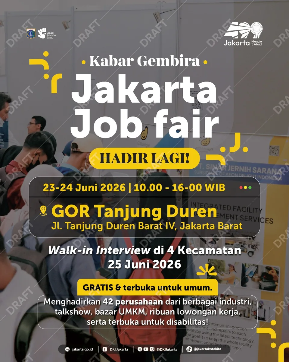 Job Fair Kabupaten Tangerang 2026 (Suku Dinas TKTE Wilayah Kabupaten Tangerang Barat) : 23-24 Juni 2026